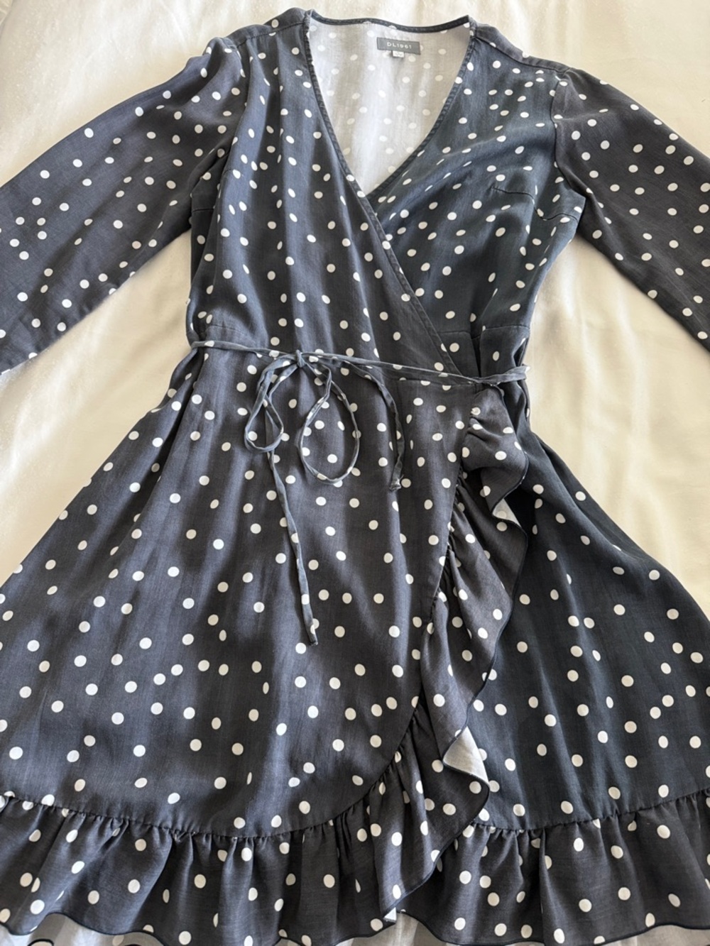 DL1961 Grey and White Polka Dot Wrap Dress
